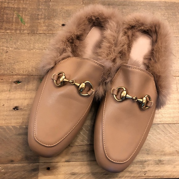 Shoes - Rabbit fur lined horsebit loafers tan nwot